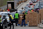 food bank, pennsylvania, food bank drive through in la and pennsylvania overrun by hundreds of unemployed americans, Food bank