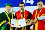 Ram Charan Doctorate new breaking, Ram Charan Doctorate breaking, ram charan felicitated with doctorate in chennai, Uber