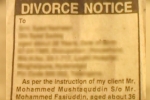 NRI divorces wife through Newspaper ad, Triple talaqs, now talaq through advertisements, Mohd mushtaquddin