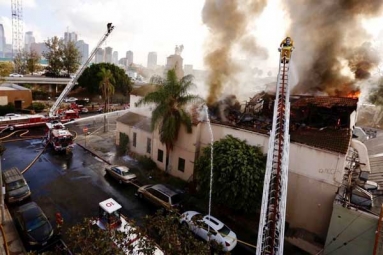 Massive Blaze Tears through Abandoned Church at Downtown LA
